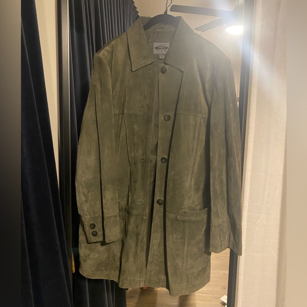 Olive Green Leather Coat